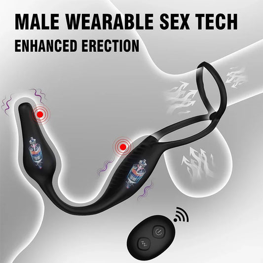 4-in-1 Prostate Massager – Remote-Controlled Anal Plug with Dual Penis Rings, Vibrating Egg & G-Spot Stimulator for Men