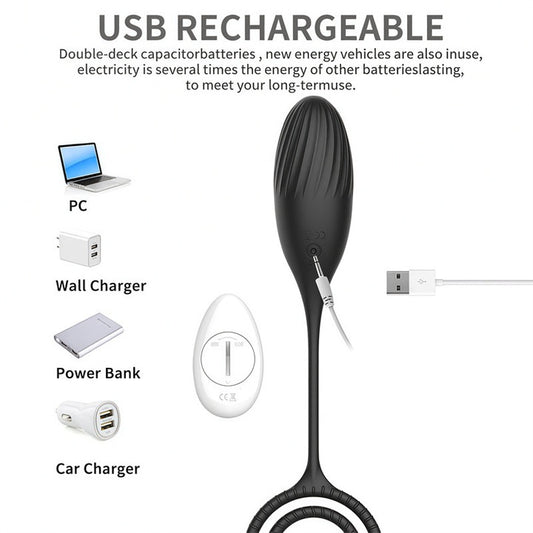 Vibrating Prostate Massager Ring – Dual Stimulation Cock Ring with Remote-Controlled Egg, Medical Silicone Male Sex Toy
