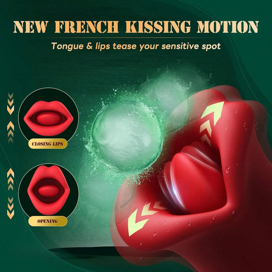 Mouth Tongue Licking Vibrators Dildo For Sucking Biting Nipple & Clit Clitoris Stimulator Massager, Female Masturbation Breast Sex Toy Oral Blowjob Toys Sexy Sexual Pleasure For Adult