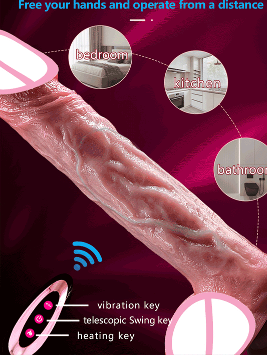 Real Feel Heated Vibrator | 9 Speed Pumping + Vibration Modes | Remote G-Spot Stimulation | Skin-Grade Silicone (For Women/Couples)