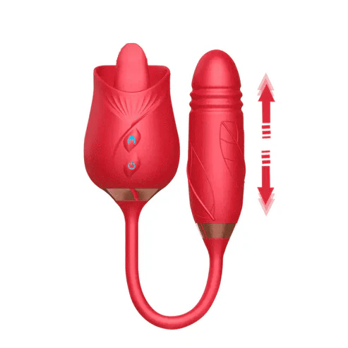 Rose-Licking Vibrator for Women Nipple Clitoral Stimulator Massager Thrusting Dildo 2 in 1 Sex Toy for Women Adult Sex Products