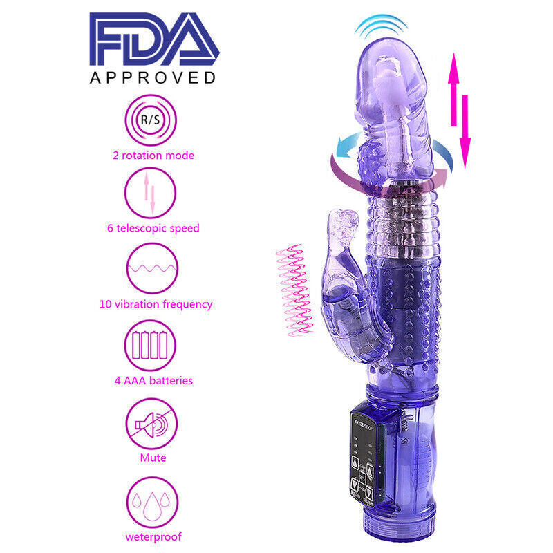 12-Speed Rotating Rabbit Vibrator – Realistic G-Spot and Clitoral Stimulator