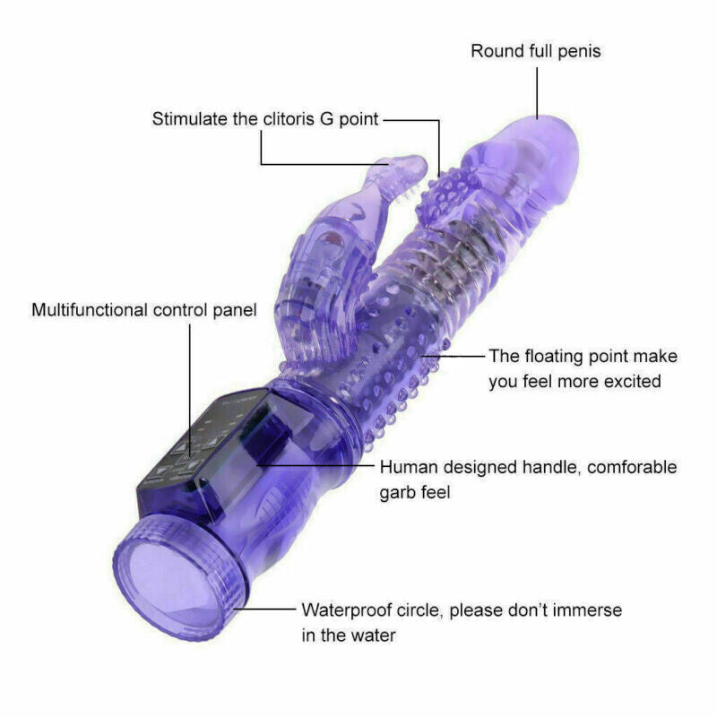 12-Speed Rotating Rabbit Vibrator – Realistic G-Spot and Clitoral Stimulator