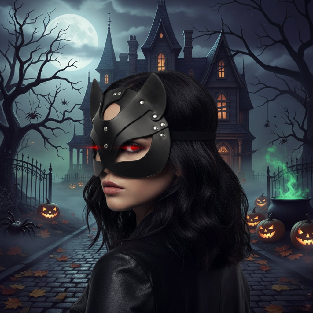 Black Cat BDSM Mask – Erotic Roleplay Costume for Adults, Cosplay & Fetish Games