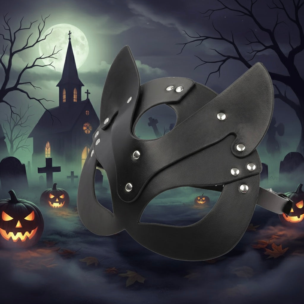 Black Cat BDSM Mask – Erotic Roleplay Costume for Adults, Cosplay & Fetish Games
