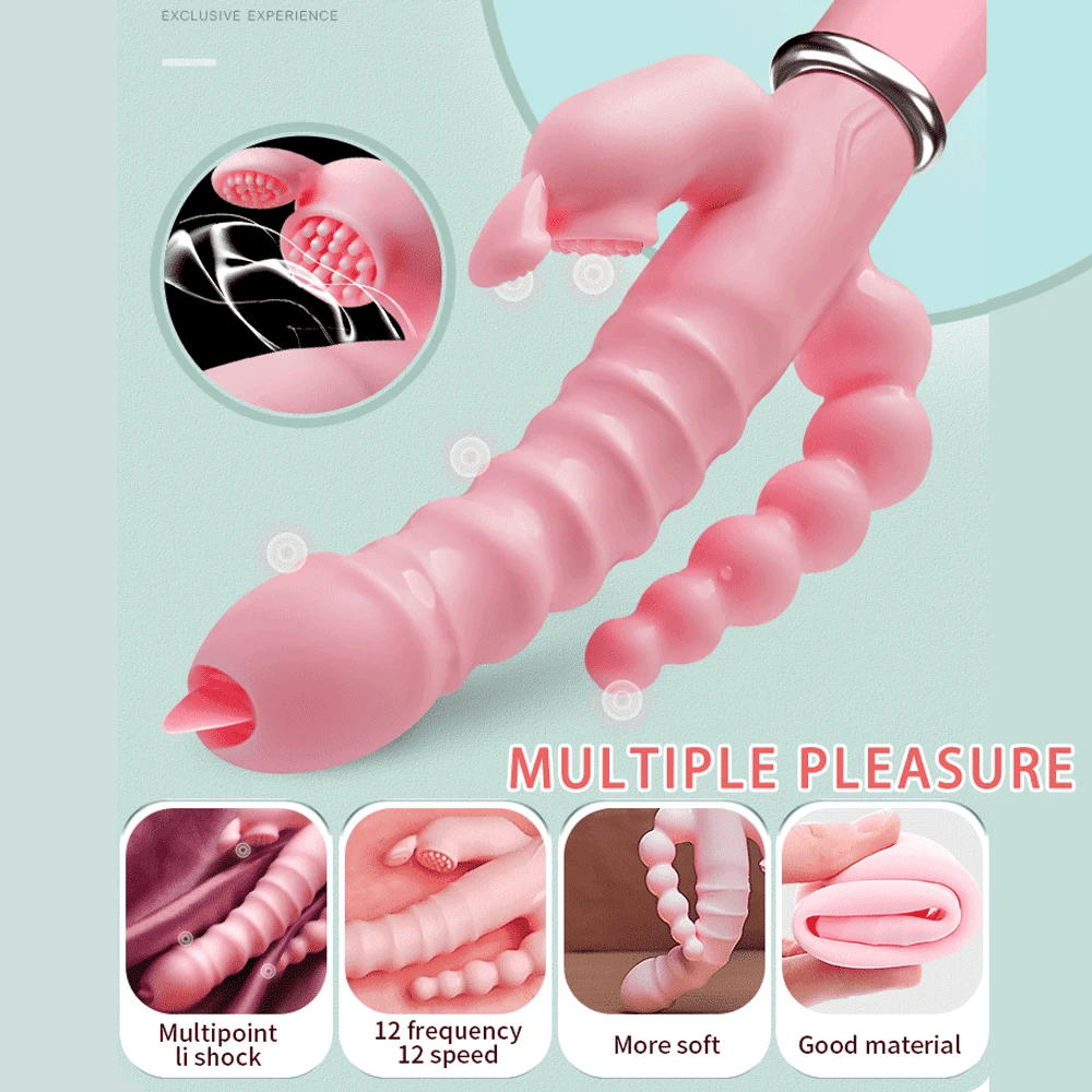 Triple Joy Thrusting Rabbit Vibrator – G-Spot, Clitoral & Anal Stimulation