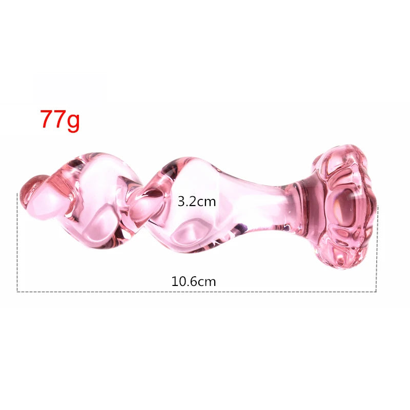 Spiral Flower Crystal Glass Anal Plug – Pink Prostate & Vaginal Massager for Men and Women