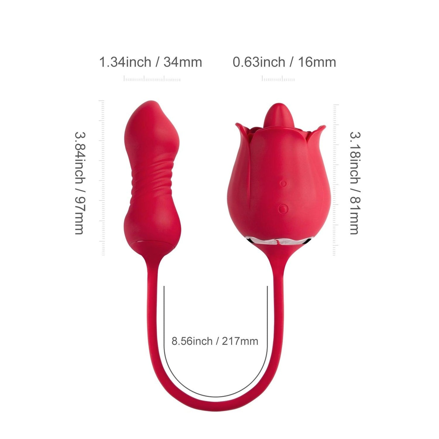 3-in-1 Rose Vibrator with Tongue Licking, Thrusting Dildo & Powerful Vibration – Waterproof, Hands-Free, Body-Safe Silicone