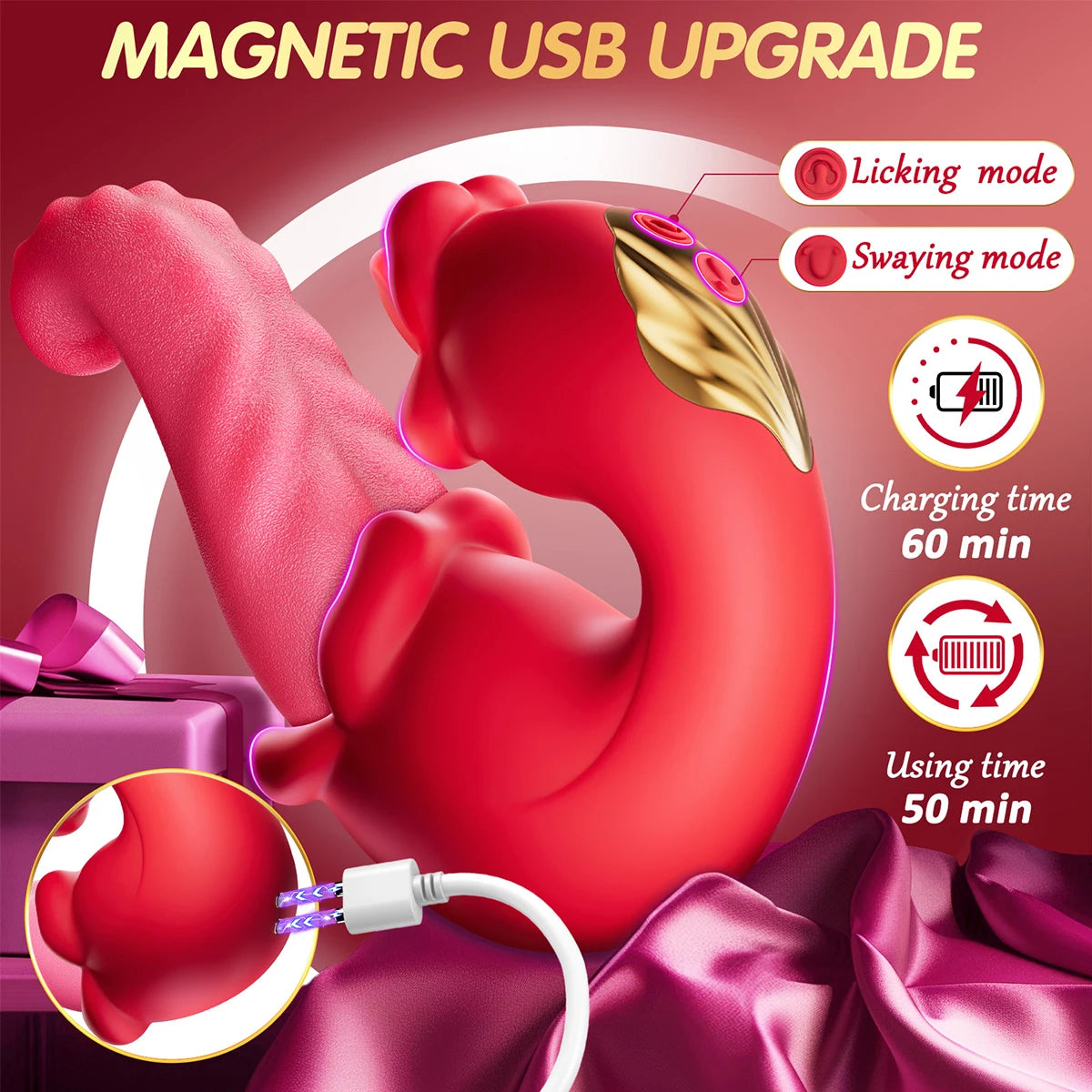 G-Spot & Clitoral Vibrator – Battery-Powered Tongue Stimulator for Women, Medical Silicone Dildo Massager