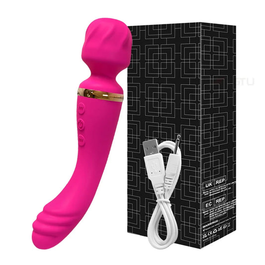 2-in-1 Wand Vibrator – Battery-Powered G-Spot & Clitoral Stimulator for Women, Medical Silicone AV Massager