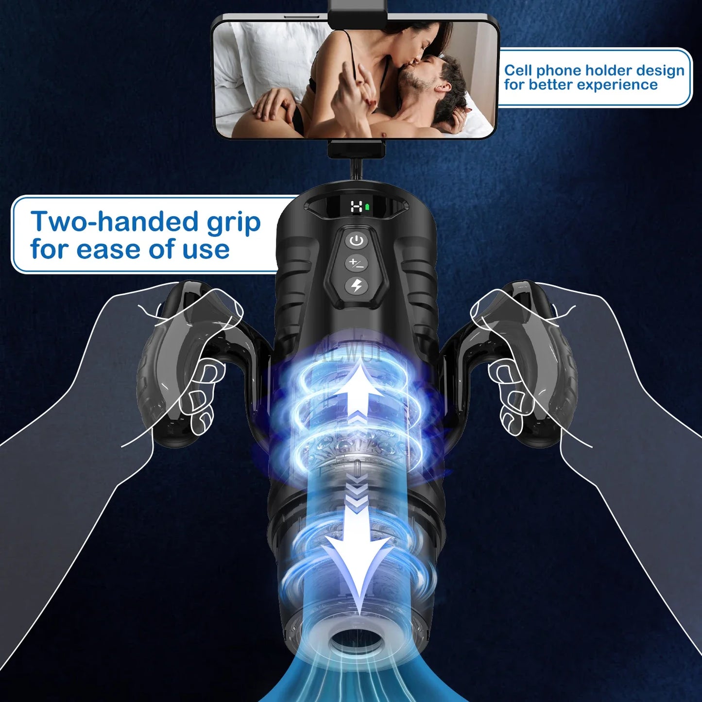 Automatic Male Masturbator with 7 Thrusting & 7 Rotating Modes – App-Controlled TPE Cup with LCD Display & Suction Base
