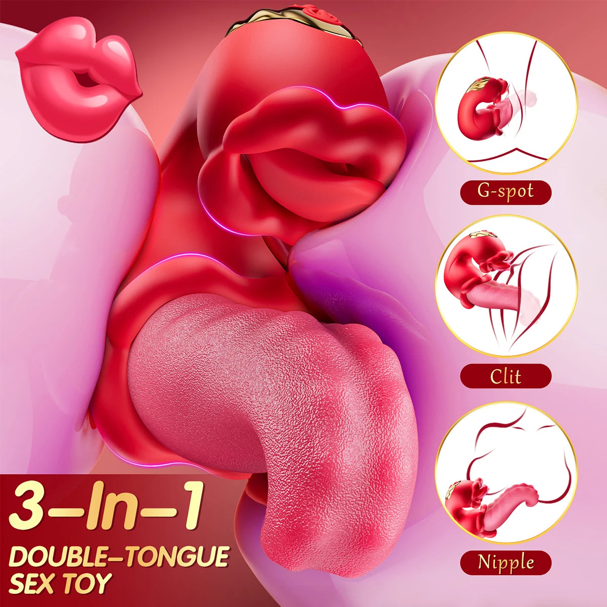 G-Spot & Clitoral Vibrator – Battery-Powered Tongue Stimulator for Women, Medical Silicone Dildo Massager