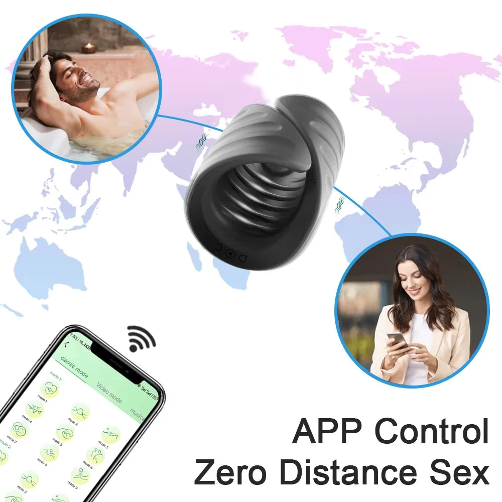 POMFW XLQ03 Smart Male Masturbator Cup – 2-in-1 Endurance Trainer with APP Control, 9 Vibration Modes & Medical Silicone