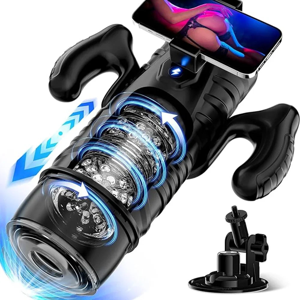 Automatic Male Masturbator with 7 Thrusting & 7 Rotating Modes – App-Controlled TPE Cup with LCD Display & Suction Base