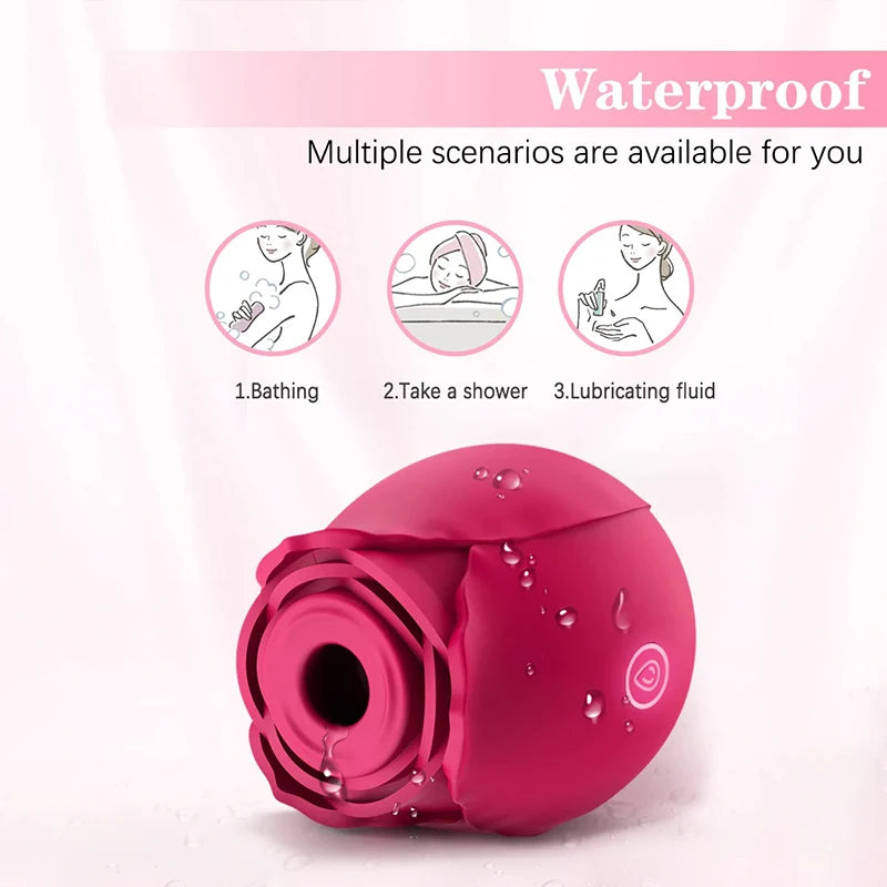 BIG SHOCKED Rose Sex Stimulator – Sucking and Vibrating Clitoral Stimulator with 10 Modes, Waterproof Silicone G-Spot Vibrator for Women