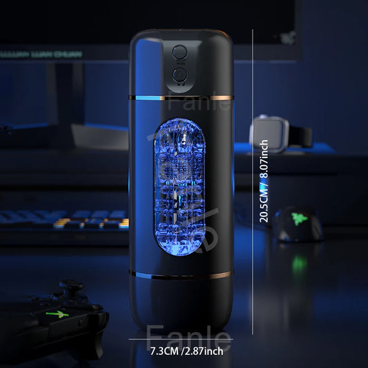 Transparent Male Masturbator Cup with 10 Vibration Modes – Removable TPE Sleeve & Squeezable Case