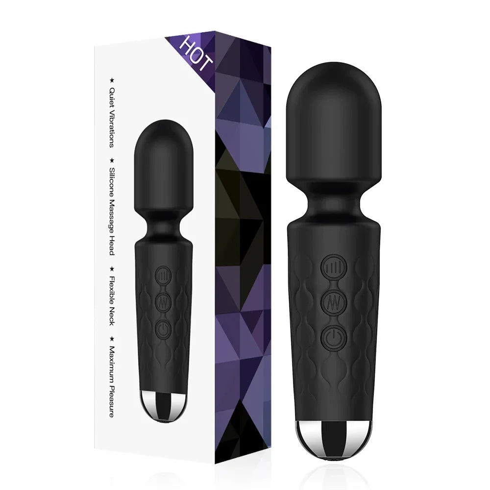 Powerful AV Magic Wand Vibrator – 20-Speed Rechargeable Clitoral & G-Spot Stimulator, Waterproof Silicone Massager for Women
