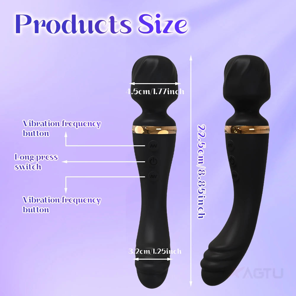 2-in-1 Wand Vibrator – Battery-Powered G-Spot & Clitoral Stimulator for Women, Medical Silicone AV Massager