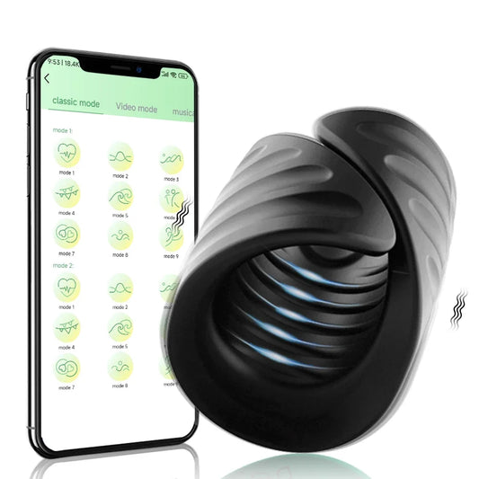 POMFW XLQ03 Smart Male Masturbator Cup – 2-in-1 Endurance Trainer with APP Control, 9 Vibration Modes & Medical Silicone