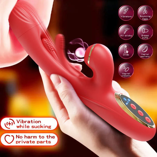 Rabbit Vibrator for Women – 30 Modes, Finger-Tapping G-Spot Stimulator, Waterproof, Quiet, Silicone, Purple/Red