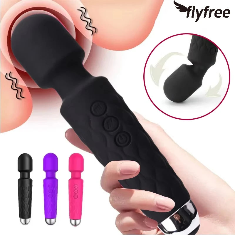 Powerful AV Magic Wand Vibrator – 20-Speed Rechargeable Clitoral & G-Spot Stimulator, Waterproof Silicone Massager for Women