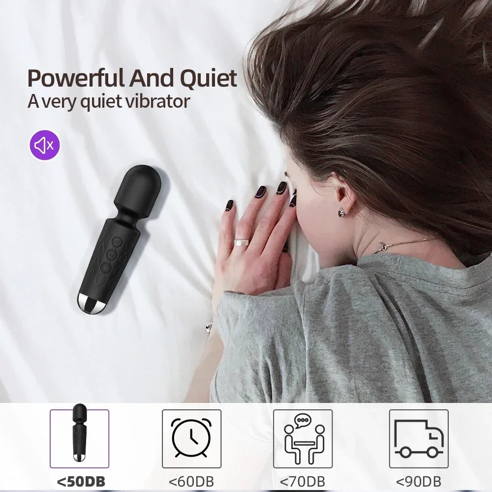 Powerful AV Magic Wand Vibrator – 20-Speed Rechargeable Clitoral & G-Spot Stimulator, Waterproof Silicone Massager for Women