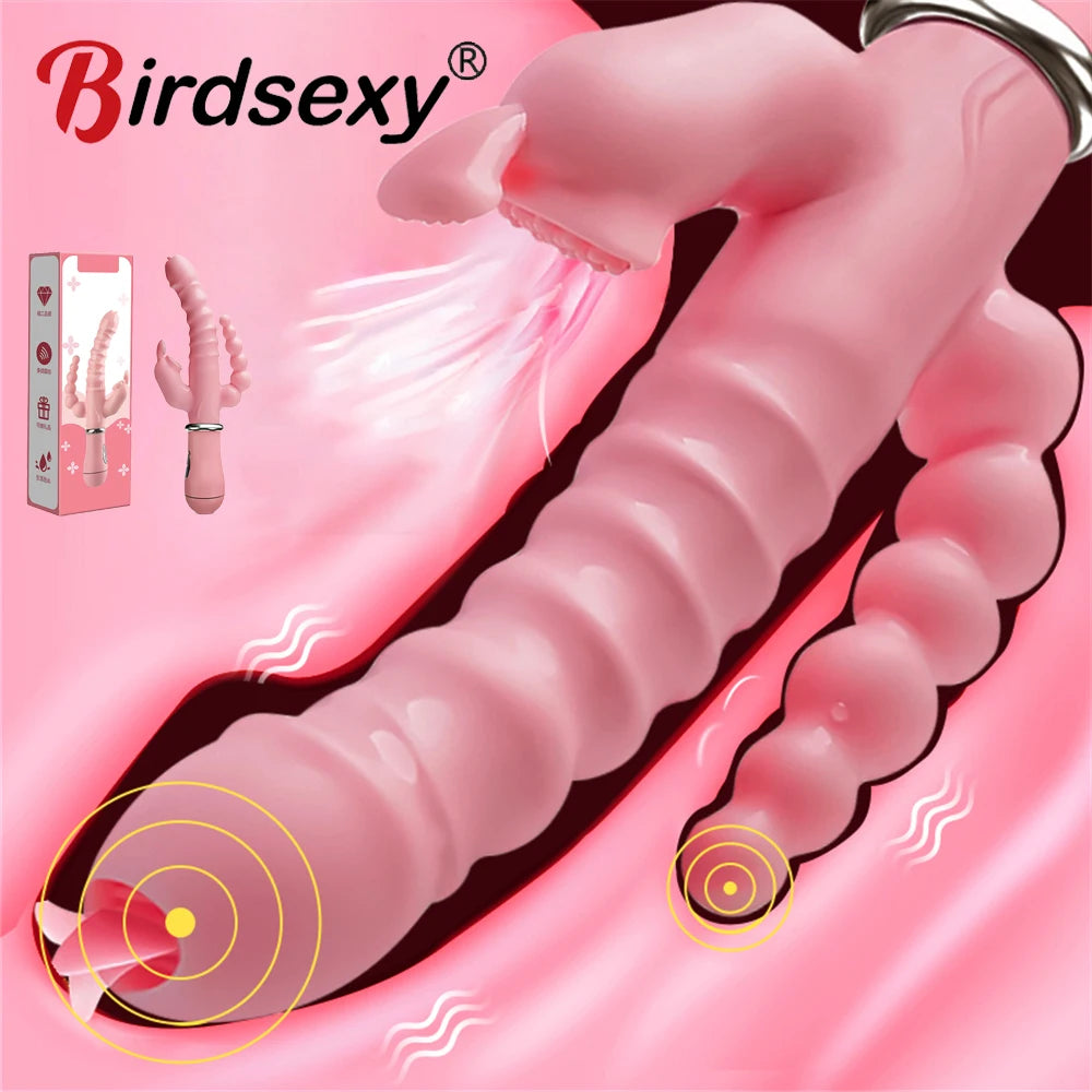 Triple Joy Thrusting Rabbit Vibrator – G-Spot, Clitoral & Anal Stimulation