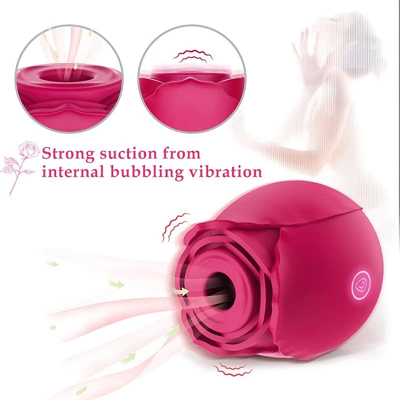 BIG SHOCKED Rose Sex Stimulator – Sucking and Vibrating Clitoral Stimulator with 10 Modes, Waterproof Silicone G-Spot Vibrator for Women