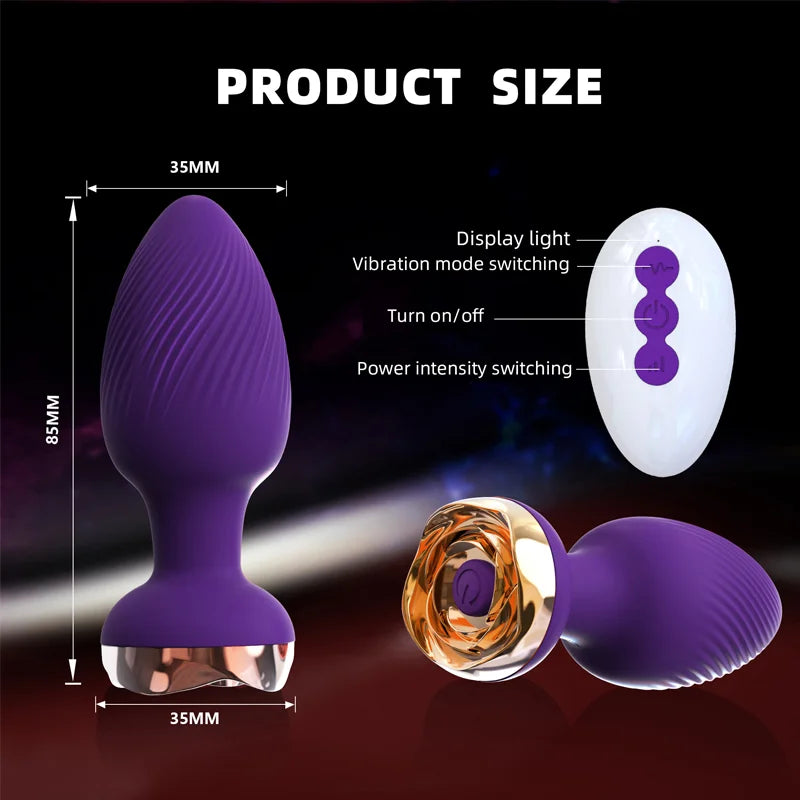 Yolodit Rechargeable Vibrating Prostate Massager with Remote Control – 10 Modes, Waterproof Silicone Plug