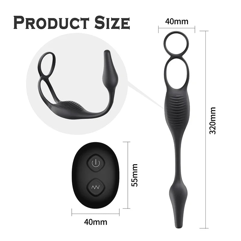 4-in-1 Prostate Massager – Remote-Controlled Anal Plug with Dual Penis Rings, Vibrating Egg & G-Spot Stimulator for Men