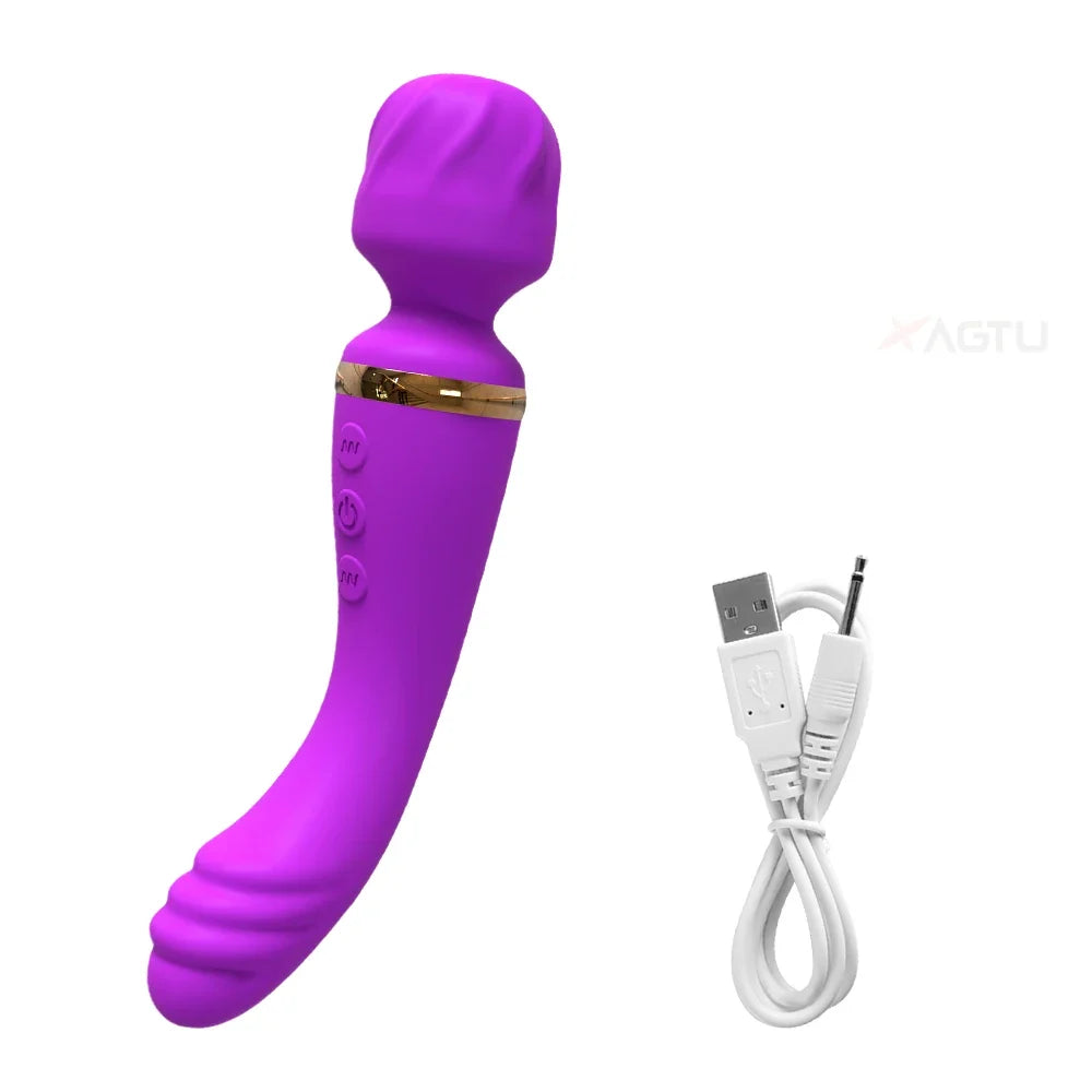 2-in-1 Wand Vibrator – Battery-Powered G-Spot & Clitoral Stimulator for Women, Medical Silicone AV Massager