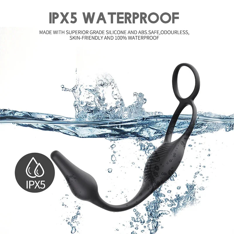 4-in-1 Prostate Massager – Remote-Controlled Anal Plug with Dual Penis Rings, Vibrating Egg & G-Spot Stimulator for Men