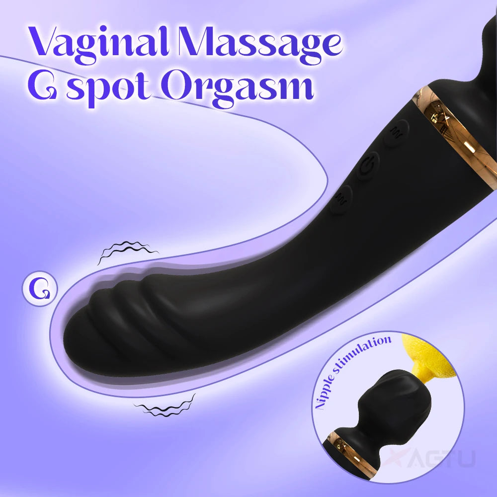 2-in-1 Wand Vibrator – Battery-Powered G-Spot & Clitoral Stimulator for Women, Medical Silicone AV Massager