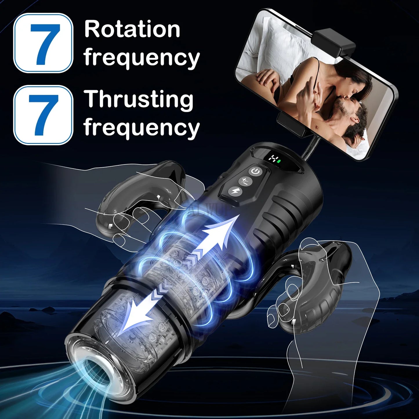 Automatic Male Masturbator with 7 Thrusting & 7 Rotating Modes – App-Controlled TPE Cup with LCD Display & Suction Base