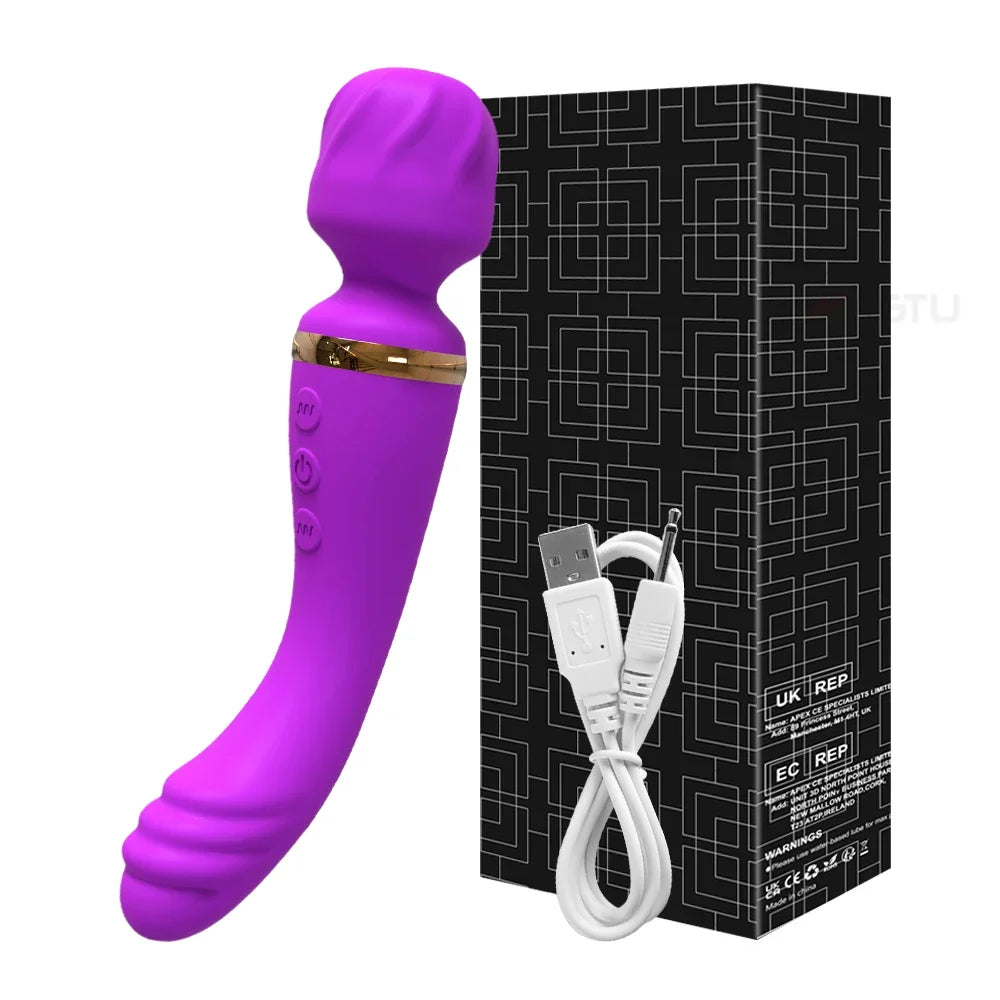 2-in-1 Wand Vibrator – Battery-Powered G-Spot & Clitoral Stimulator for Women, Medical Silicone AV Massager