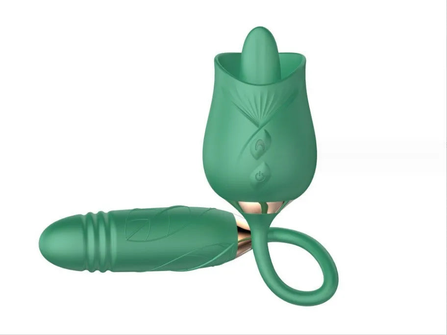 Rose-Licking Vibrator for Women Nipple Clitoral Stimulator Massager Thrusting Dildo 2 in 1 Sex Toy for Women Adult Sex Products