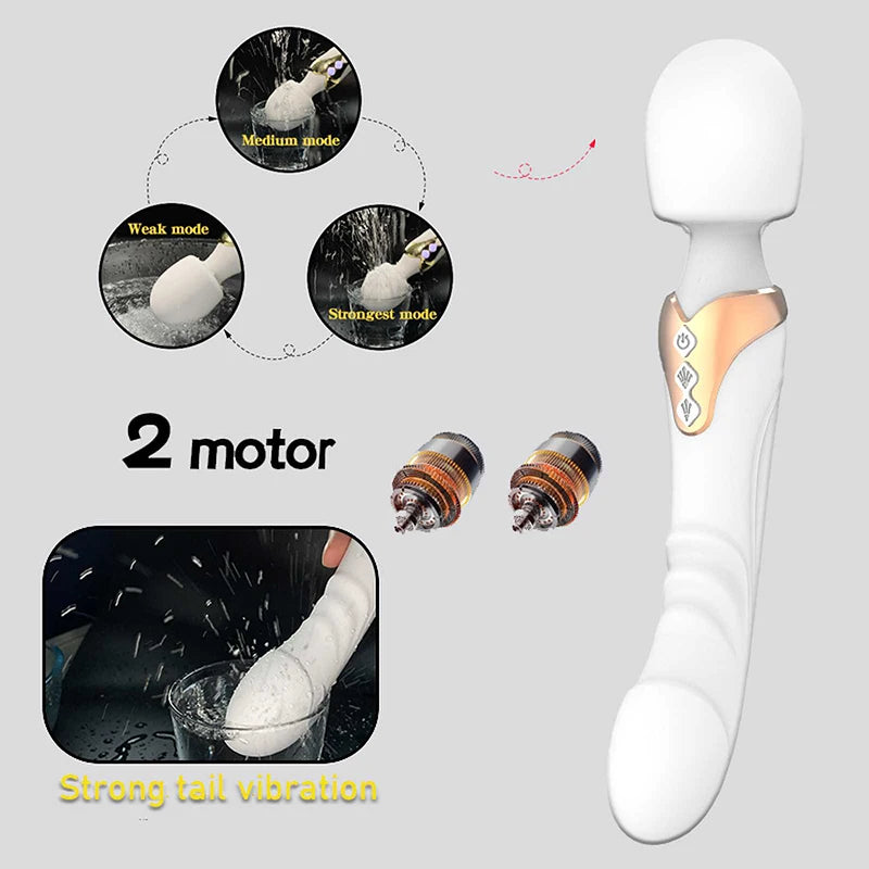 Powerful Dual Motor G-Spot Vibrator – Premium Silicone Dildo Wand