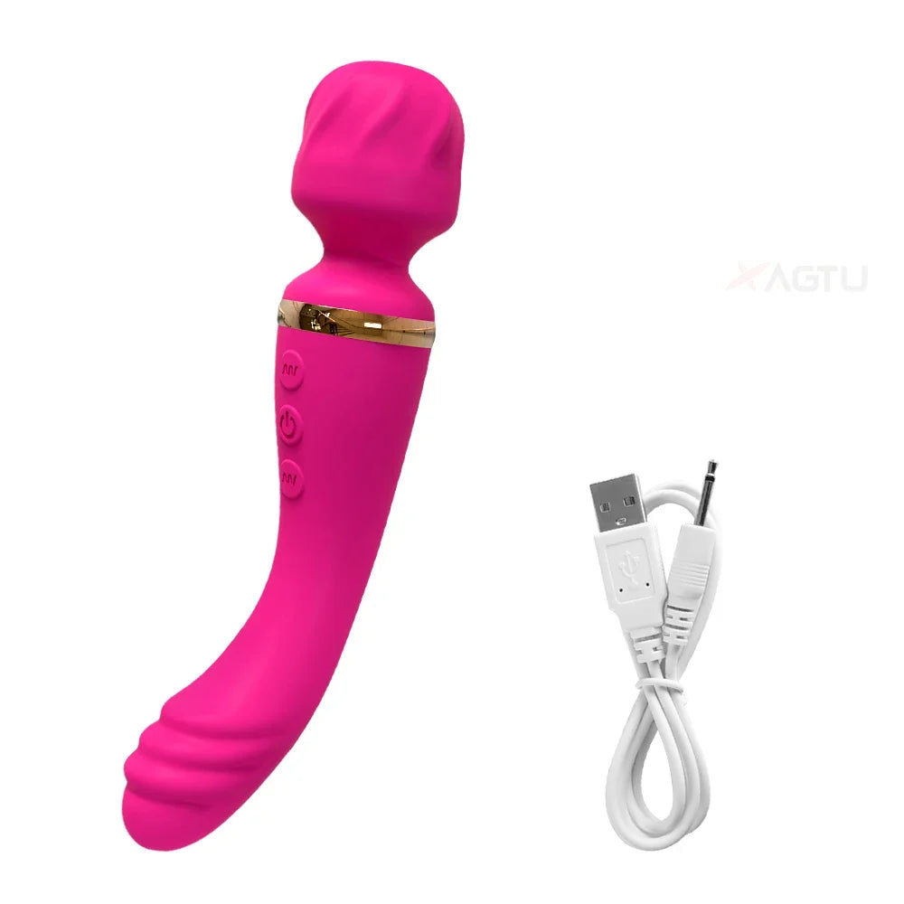 2-in-1 Wand Vibrator – Battery-Powered G-Spot & Clitoral Stimulator for Women, Medical Silicone AV Massager