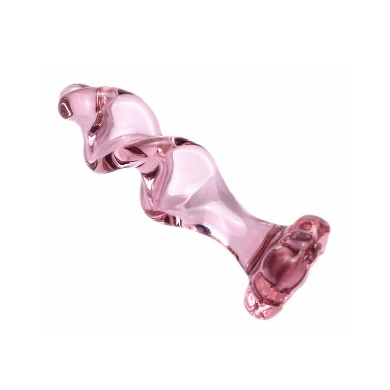Spiral Flower Crystal Glass Anal Plug – Pink Prostate & Vaginal Massager for Men and Women