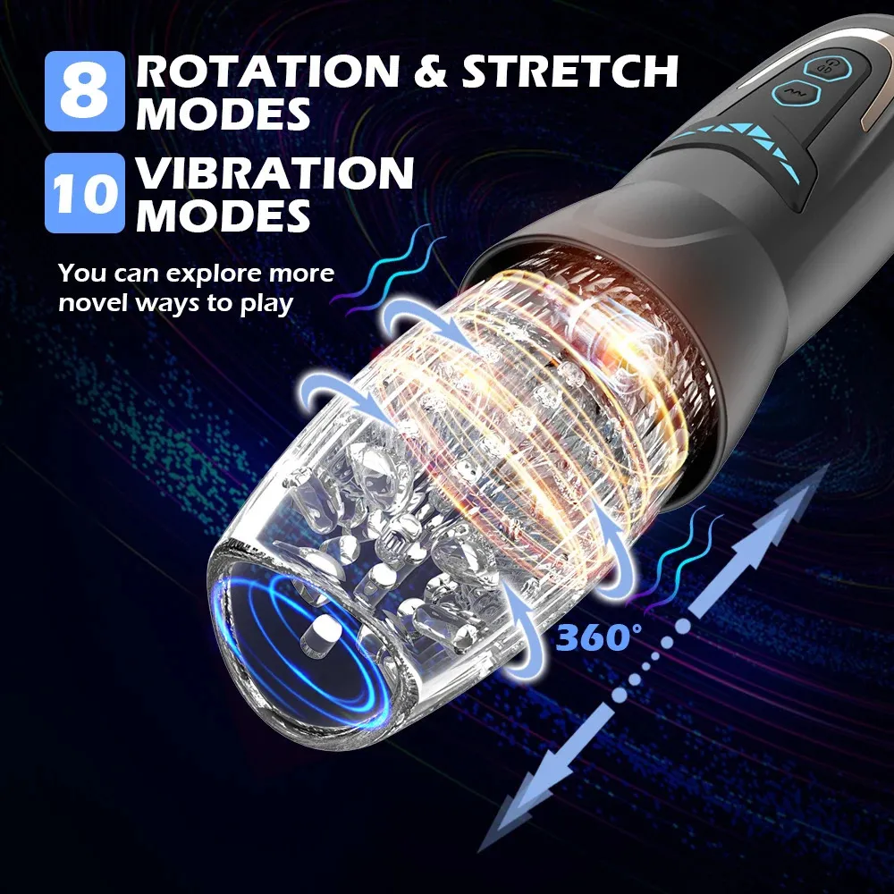 360° Rotating & Thrusting Automatic Male Masturbator – Waterproof, USB Rechargeable with 10 Vibration Modes