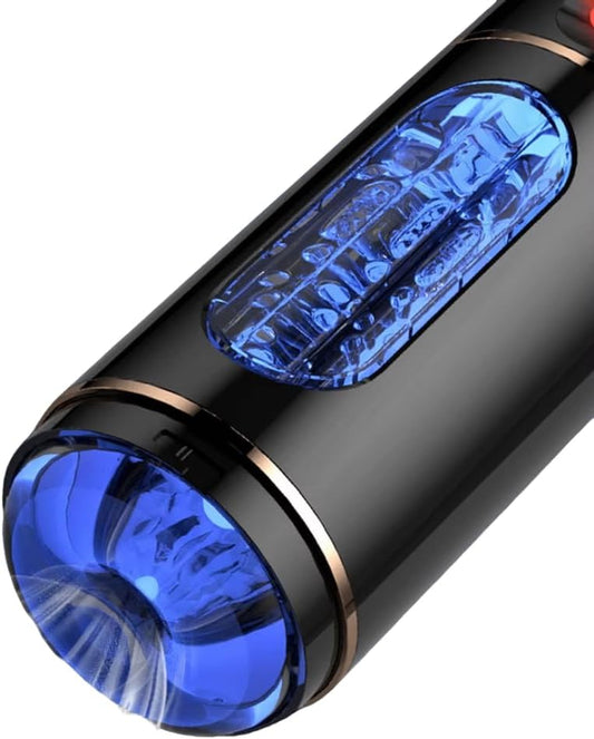 Transparent Male Masturbator Cup with 10 Vibration Modes – Removable TPE Sleeve & Squeezable Case